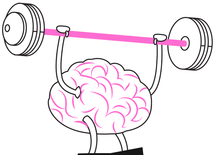Happy Little Weightlifting Brain Mascot